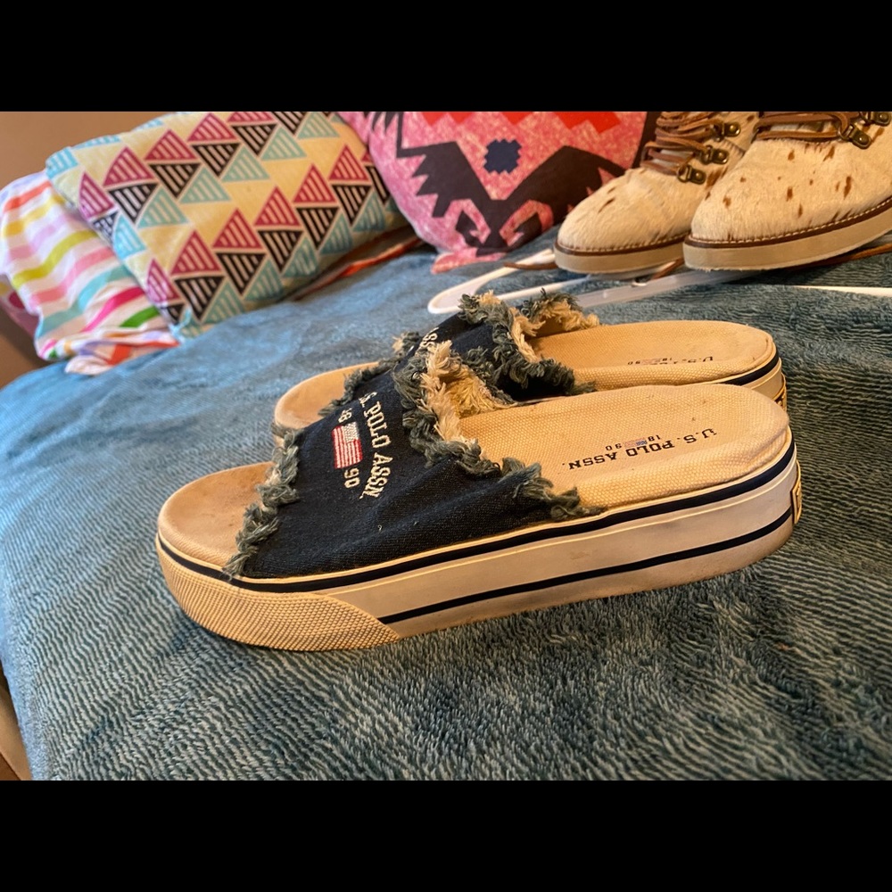 Y2K denim platform sandals